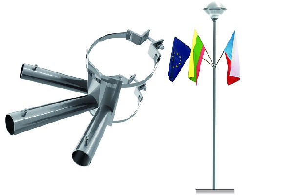 Set Paalvlaghouder + stok + vlag - enkelzijdige print - 3-weg - schuin + 3 vlaggen 70x110 cm