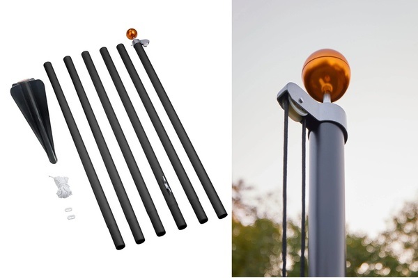 Kerstboommast - sectional - 6 m - zwart